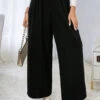 [Plus Size] Black 1940s Solid Pleated Waist Straight Pants -Women's Fashion Sales SCHL003719 B 2