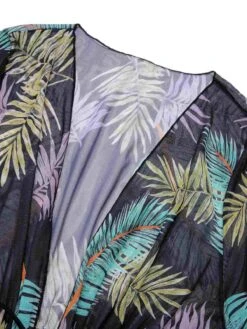 [Plus Size] Multicolor 1960s Tropical Botanical Tie Cover-Up -Women's Fashion Sales SCHL003733 4