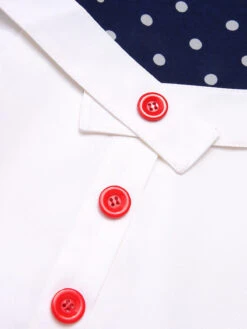 Blue & White 1960s Polka Dot Cap Sleeve Dress -Women's Fashion Sales SCHL003759 5