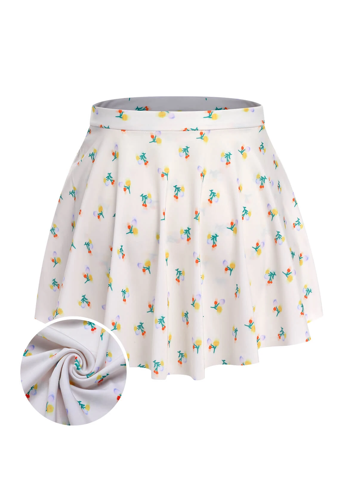 2PCS Beige 1950s Floral One-Piece Swimsuit & Skirt 14 2PCS Beige 1950s Floral One-Piece Swimsuit & Skirt - Image 12