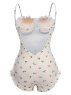 2PCS Beige 1950s Floral One-Piece Swimsuit & Skirt 20 2PCS Beige 1950s Floral One-Piece Swimsuit & Skirt -Women's Fashion Sales SCHL003772 BE 01 3