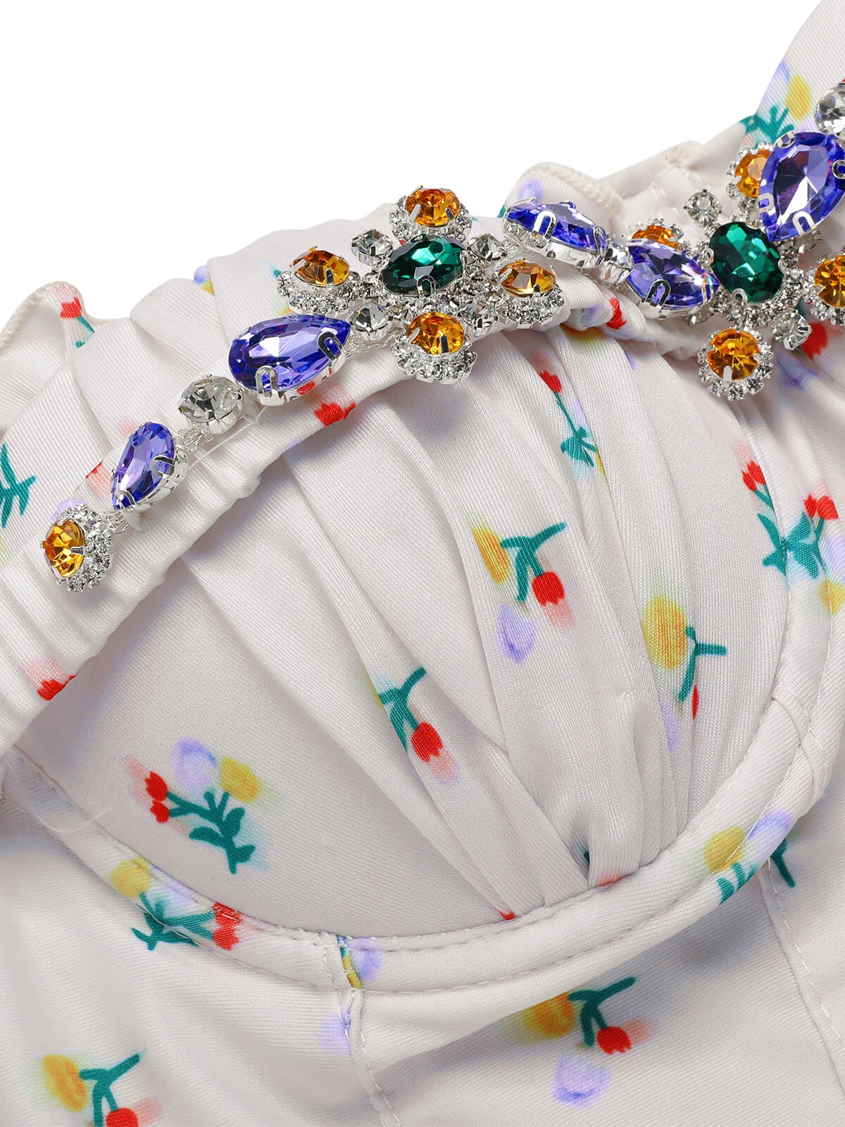 2PCS Beige 1950s Floral One-Piece Swimsuit & Skirt 7 2PCS Beige 1950s Floral One-Piece Swimsuit & Skirt - Image 5