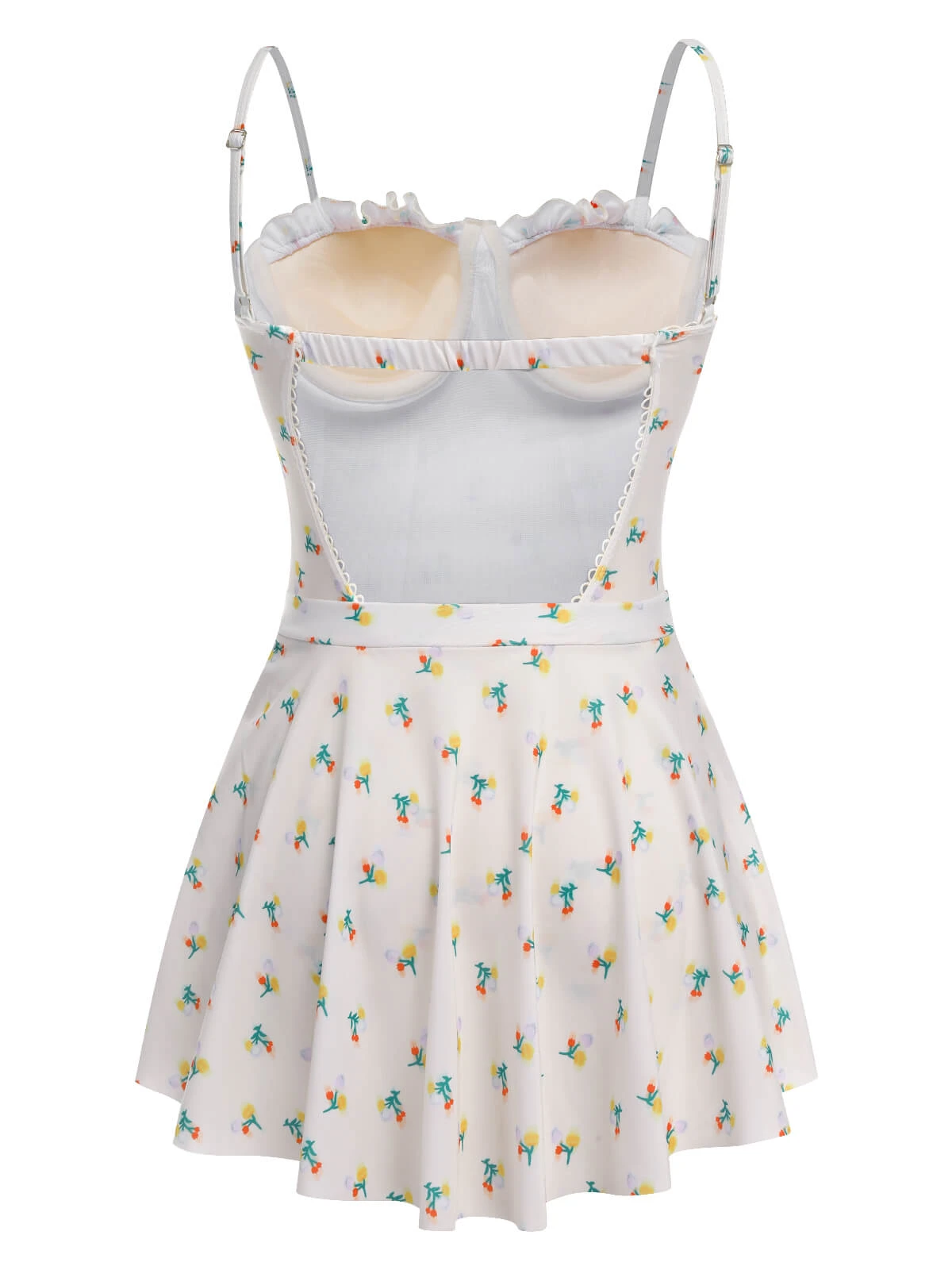 2PCS Beige 1950s Floral One-Piece Swimsuit & Skirt 13 2PCS Beige 1950s Floral One-Piece Swimsuit & Skirt - Image 11