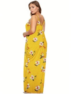 [Plus Size] 1960s Spaghetti Strap Floral Tulip Dress -Women's Fashion Sales SCHL003773 Y 1 1