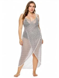 [Plus Size] Light Gray 1960s Hollow Fringe Cover-Up -Women's Fashion Sales SCHL003784 LGR 1 7 compressed