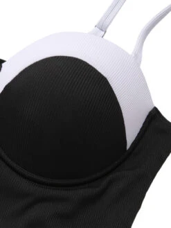 [Plus Size] Black & White 1950s Patchwork Strap Swimsuit -Women's Fashion Sales SCHL003794 4