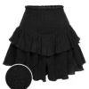 Black 1950s Ruffles Solid Shorts -Women's Fashion Sales SCHL003808 B 01 1