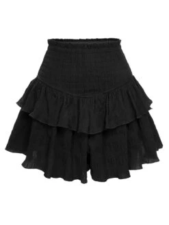 Black 1950s Ruffles Solid Shorts 10 Black 1950s Ruffles Solid Shorts -Women's Fashion Sales SCHL003808 B 01 2