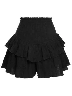 Black 1950s Ruffles Solid Shorts 12 Black 1950s Ruffles Solid Shorts -Women's Fashion Sales SCHL003808 B 01 4