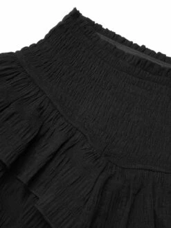 Black 1950s Ruffles Solid Shorts 13 Black 1950s Ruffles Solid Shorts -Women's Fashion Sales SCHL003808 B 01 5