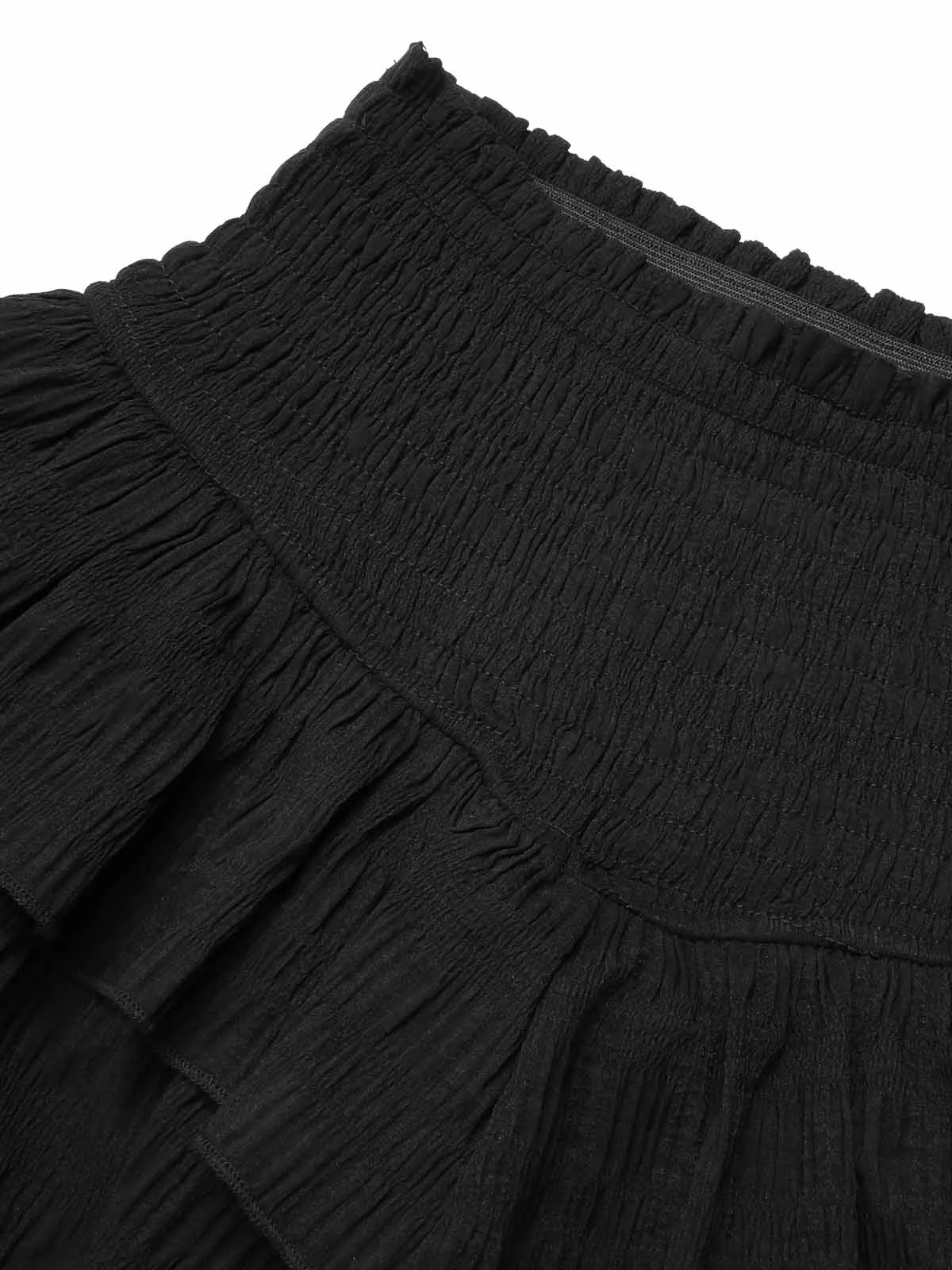 Black 1950s Ruffles Solid Shorts 7 Black 1950s Ruffles Solid Shorts - Image 5