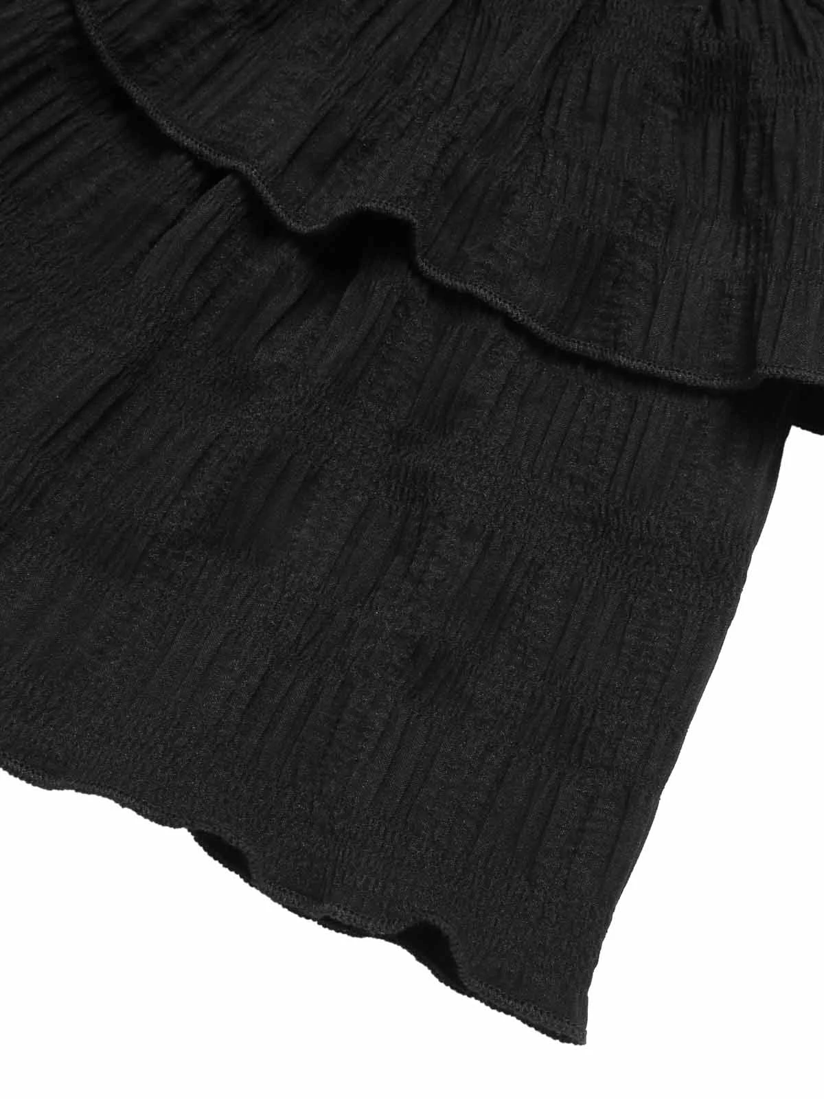 Black 1950s Ruffles Solid Shorts 8 Black 1950s Ruffles Solid Shorts - Image 6
