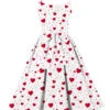[Plus Size] White 1950s Hearts Dots Shoulder Strap Dress -Women's Fashion Sales SCHL003820 1