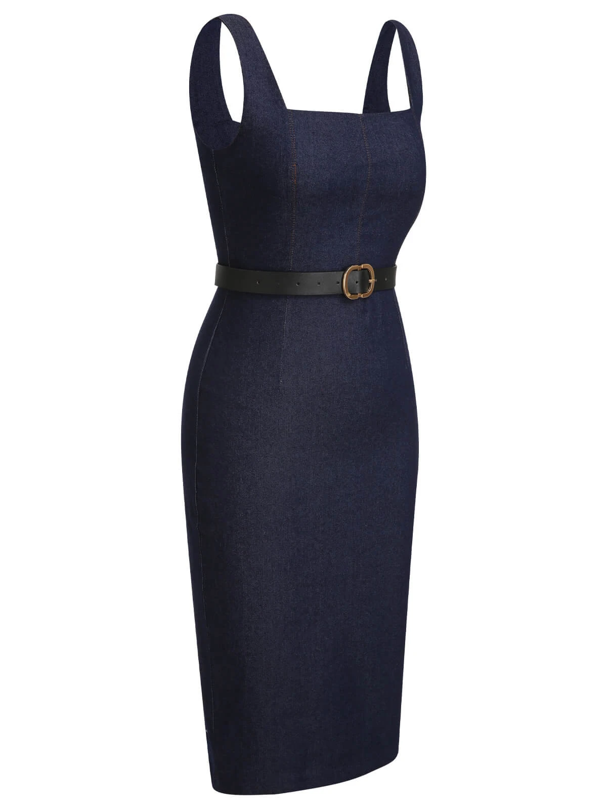 Blue 1960s Solid Square Neck Cowboy Dress 5 Blue 1960s Solid Square Neck Cowboy Dress - Image 3