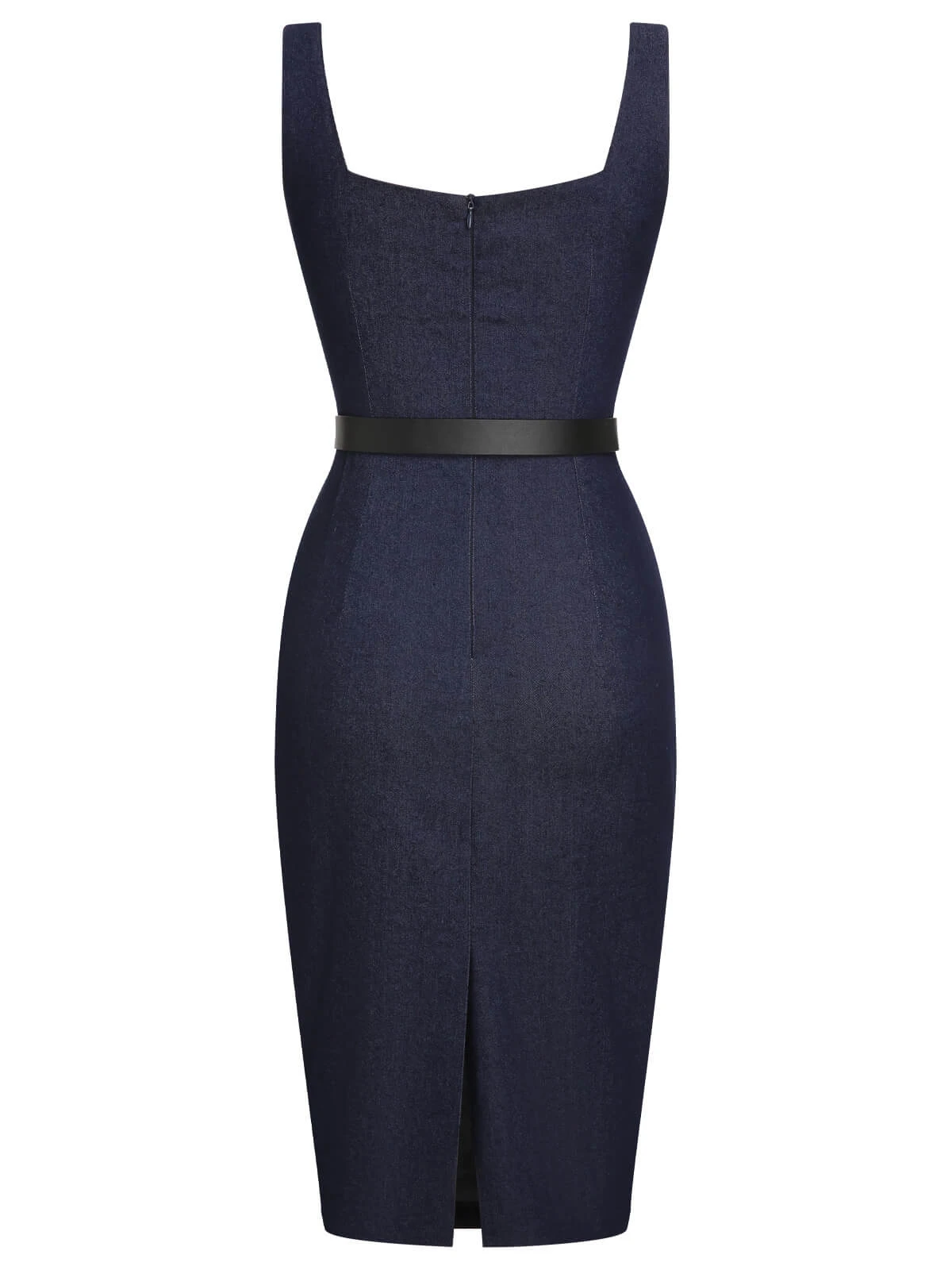 Blue 1960s Solid Square Neck Cowboy Dress 6 Blue 1960s Solid Square Neck Cowboy Dress - Image 4