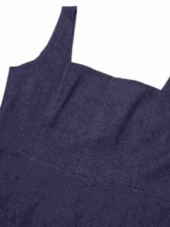 Blue 1960s Solid Square Neck Cowboy Dress 13 Blue 1960s Solid Square Neck Cowboy Dress -Women's Fashion Sales SCHL003852 BL 01 5