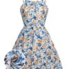 [Pre-Sale] 1960s Oil Painting Daisy Shoulder Tie Dress -Women's Fashion Sales SCHL003862 MC 01 1