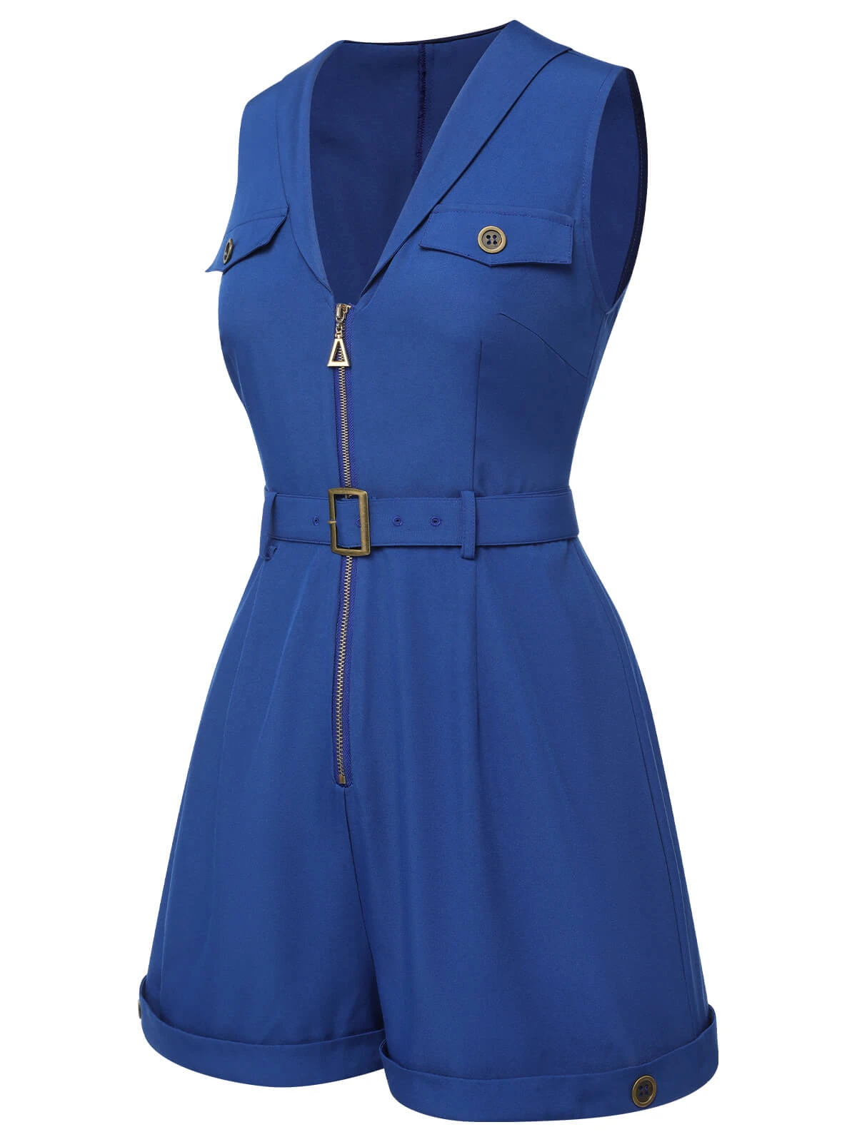 Dark Blue 1940s Pockets Lapel Romper 5 Dark Blue 1940s Pockets Lapel Romper - Image 3