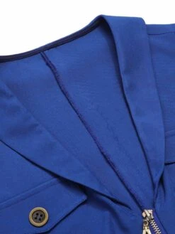 Dark Blue 1940s Pockets Lapel Romper 13 Dark Blue 1940s Pockets Lapel Romper -Women's Fashion Sales SCHL003873 4