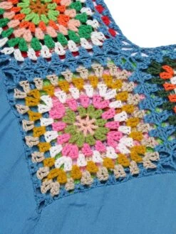 Blue 1960s Bohemian Cover Up -Women's Fashion Sales SCHL003884 BL 1 4