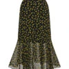 Multicolor 1930s Flowers Fishtail Skirt