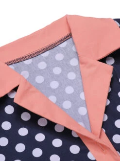 Dark Blue 1950s Polka Dot Lapel Dress 9 Dark Blue 1950s Polka Dot Lapel Dress -Women's Fashion Sales SCHL003915 DBL 1 4