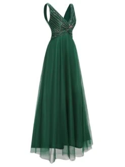 Green 1920s Sequined Mesh V-Neck Dress 8 Green 1920s Sequined Mesh V-Neck Dress -Women's Fashion Sales SCHL003948 2