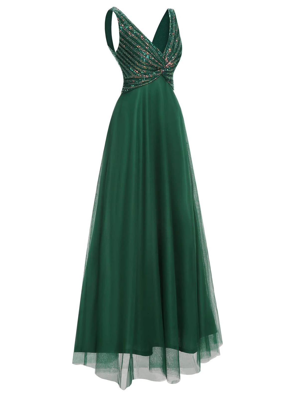 Green 1920s Sequined Mesh V-Neck Dress 5 Green 1920s Sequined Mesh V-Neck Dress - Image 3