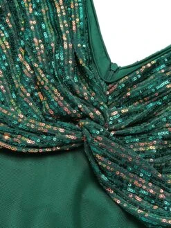 Green 1920s Sequined Mesh V-Neck Dress 9 Green 1920s Sequined Mesh V-Neck Dress -Women's Fashion Sales SCHL003948 4