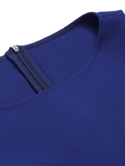 [Pre-Sale] Dark Blue & Yellow 1950s Solid Boat Neck Dress -Women's Fashion Sales SCHL003994 4