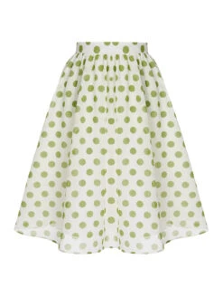 Green 1940s Schiffon Polka Dots Skirt