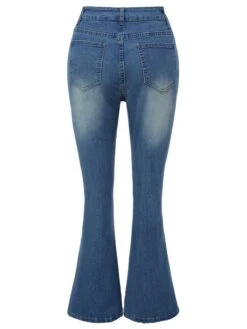 Blue 1930s High Waist Flare Jeans -Women's Fashion Sales SCHL004011 3 compressed