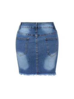 Blue 1960s Ripped Denim Skirt -Women's Fashion Sales SCHL004012 3 compressed