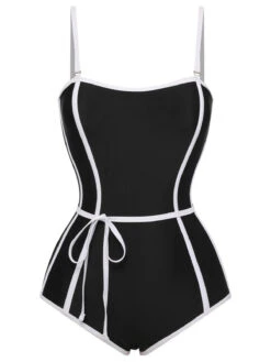 [Pre-Sale] Red 1960s Lined Sling One-Piece Swimsuit -Women's Fashion Sales SCHL004030 1