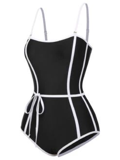 [Pre-Sale] Red 1960s Lined Sling One-Piece Swimsuit -Women's Fashion Sales SCHL004030 2
