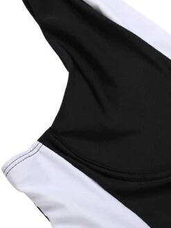 [Plus Size] Black 1930s Contrast One-Piece Swimsuit -Women's Fashion Sales SCHL004033 4 compressed