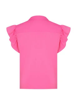 Rose Red 1960s Ruffle Sleeve V-Neck Top -Women's Fashion Sales SCHL004075 3