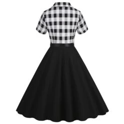 1950s Lapel Contrast Belted Dress -Women's Fashion Sales SCHL004157 B 1 compressed