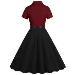 1950s Lapel Contrast Belted Dress -Women's Fashion Sales SCHL004157 DER 3 compressed