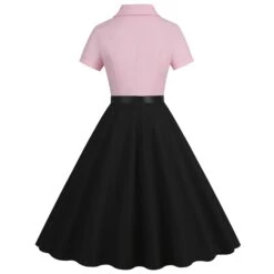 1950s Lapel Contrast Belted Dress -Women's Fashion Sales SCHL004157 P 1 compressed