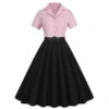 1950s Lapel Contrast Belted Dress -Women's Fashion Sales SCHL004157 P 2 compressed