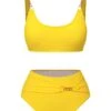 Yellow 1960s Spaghetti Strap Backless Solid Swimsuit -Women's Fashion Sales SCHL004209 1 compressed