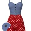 [Pre-Sale] Blue 1960s Polka Dots Spaghetti Straps Romper