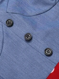 [Pre-Sale] Blue 1960s Polka Dots Spaghetti Straps Romper -Women's Fashion Sales SCHL004230 5