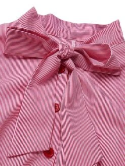 [Pre-Sale] Pink 1950s Pinstripes Tie Collar Dress -Women's Fashion Sales SCHL004234 4