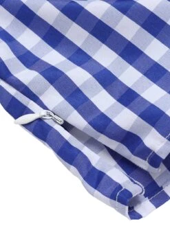 [Pre-Sale] Blue & White 1950s Sweetheart Neck Plaid Top -Women's Fashion Sales SCHL004236 6