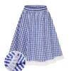 [Pre-Sale]Blue & White 1950s Lace Patchwork Plaid Skirt -Women's Fashion Sales SCHL004237 01
