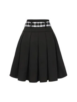 [Pre-Sale] Black 1950s Solid Umbrella Skirt With Belt -Women's Fashion Sales SCHL004239 3