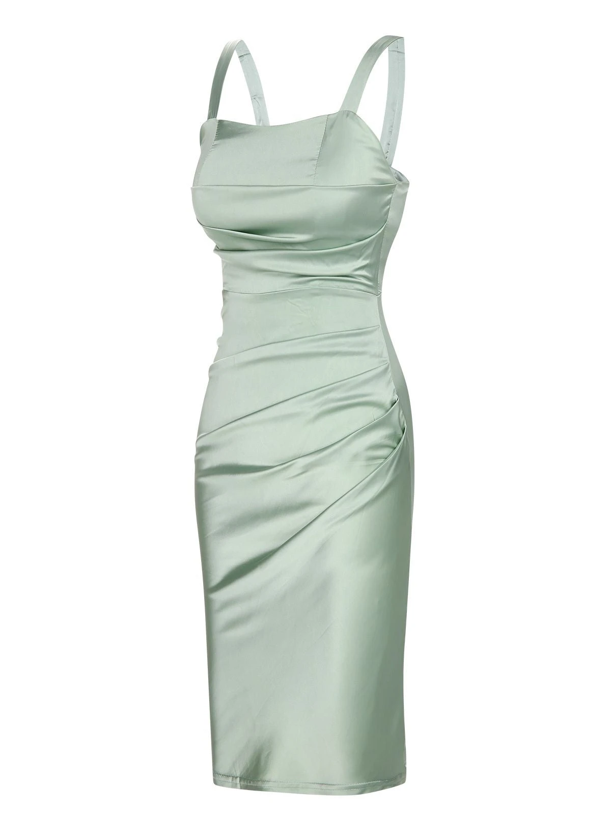 Bright Green 1960s Solid Wrinkle Dress 4 Bright Green 1960s Solid Wrinkle Dress - Image 2