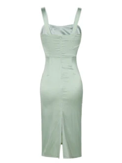 Bright Green 1960s Solid Wrinkle Dress 8 Bright Green 1960s Solid Wrinkle Dress -Women's Fashion Sales SCHL004284 3